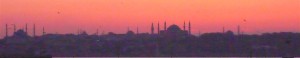 Istanbul skyline at sunset